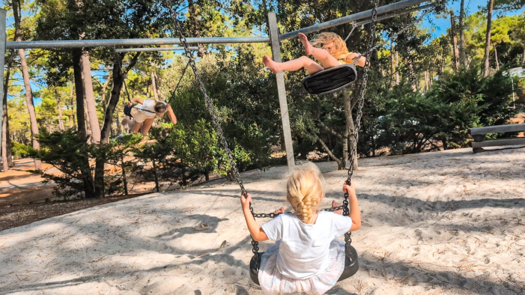 4 way swing play structure at camping cote d'argent