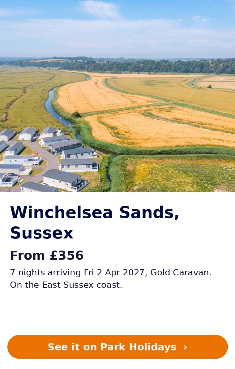 Aerial view of Park Holidays Winchelsea Sands in East Sussex