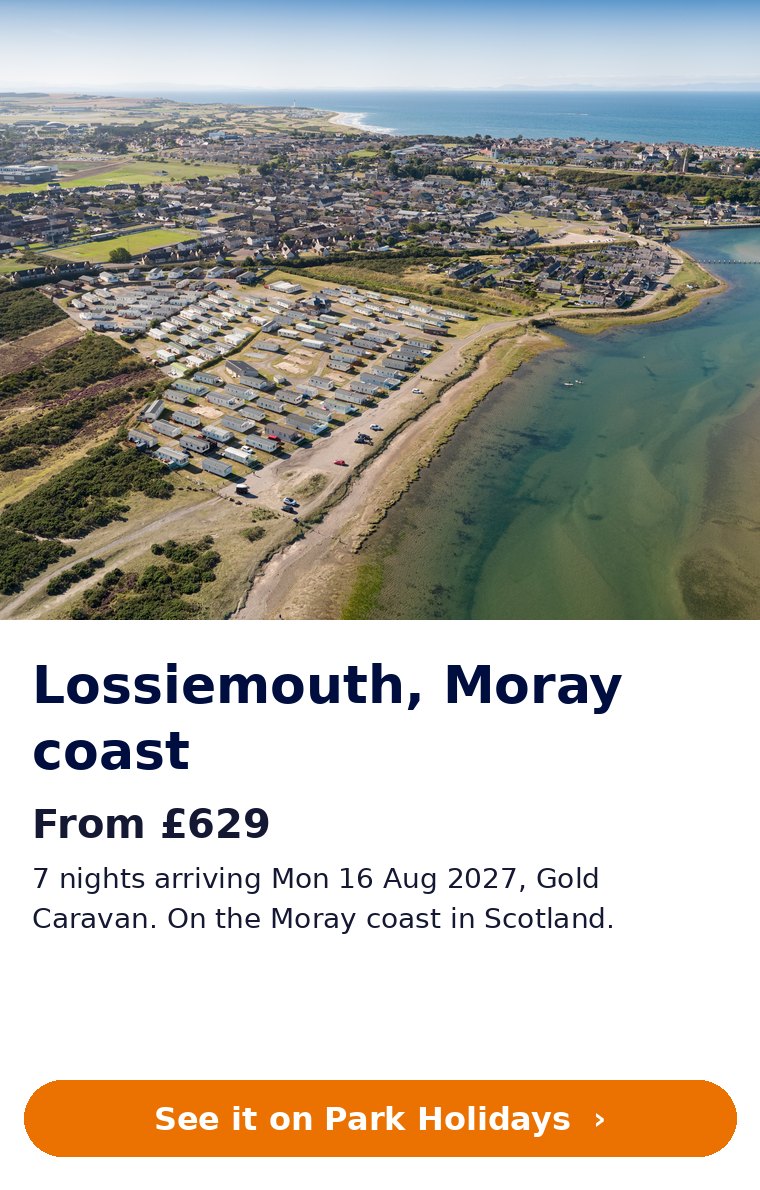 Aerial view of Park Holidays Lossiemouth on the Moray coast